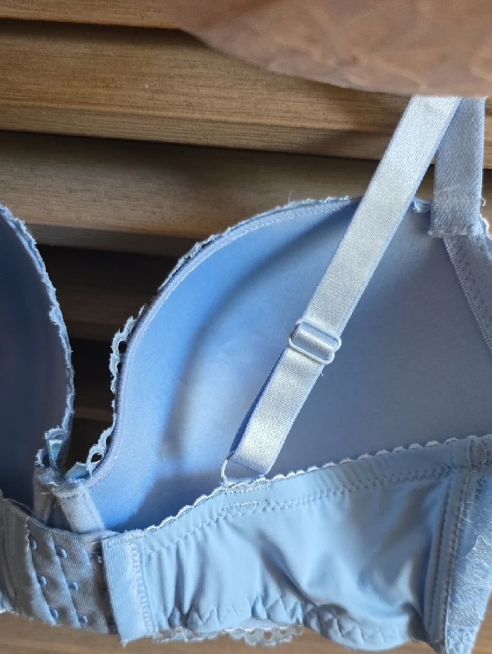 Rene Rofe Lace Push-Up Bra in Light Blue & Beige - Picture 10 of 11